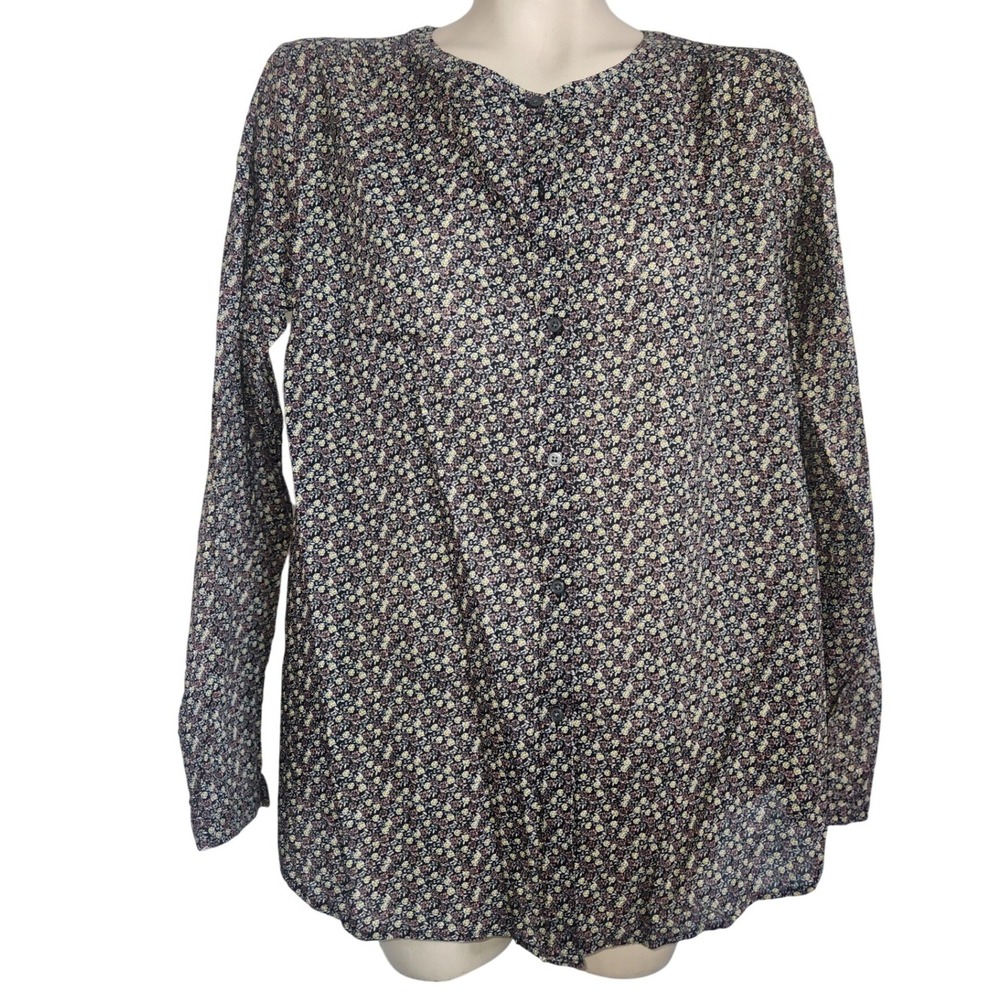 LOFT Outlet Womens Large Floral Button‎ Down Long Sleeve Blouse Ditsy Print Top